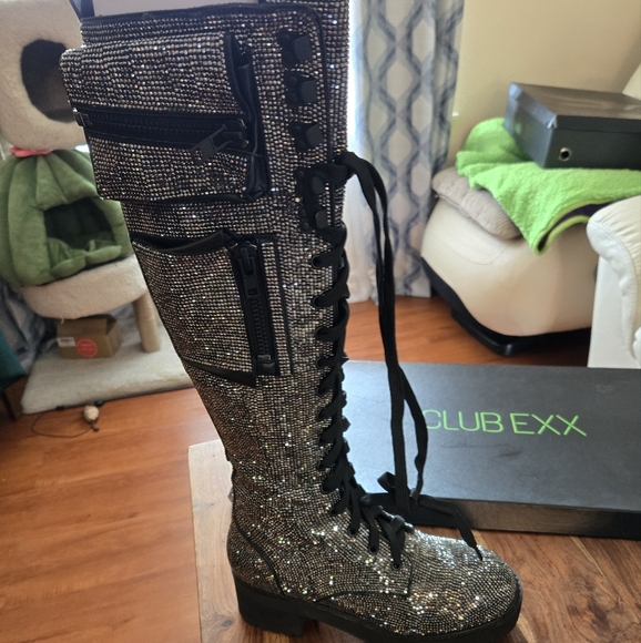 Dolls Kill/Club EXX Blingy Combat Boots - Picture 2 of 5